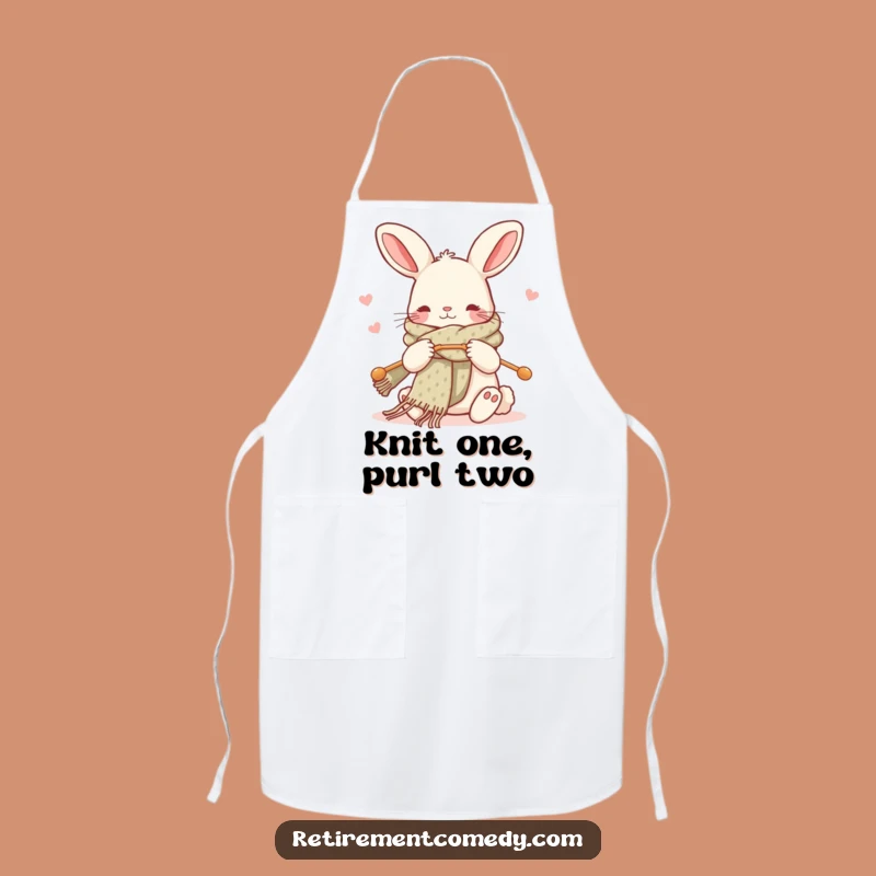 Funny Kawaii Rabbit Knitting Apron - Whimsical Kitchen Wear for Crafters