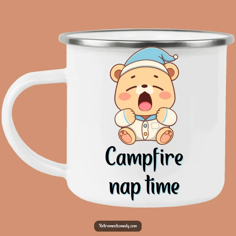 Funny Sleepy Bear Camping Mug: Pajamas and Nightcap for Trail Rest