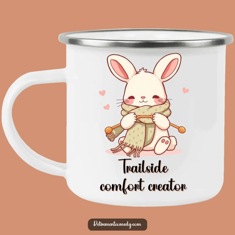 Funny Kawaii Rabbit Knitting Camping Mug - Cozy Outdoor Humor for Crafters