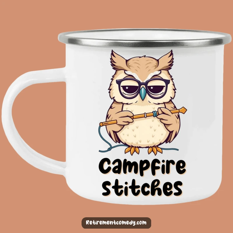 Funny Wise Owl Camping Mug - Durable & Hilarious Knitter, Outdoor Gift