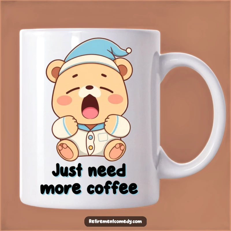 Funny Sleepy Bear Mug: Pajamas and Nightcap Yawn for Cozy Mornings