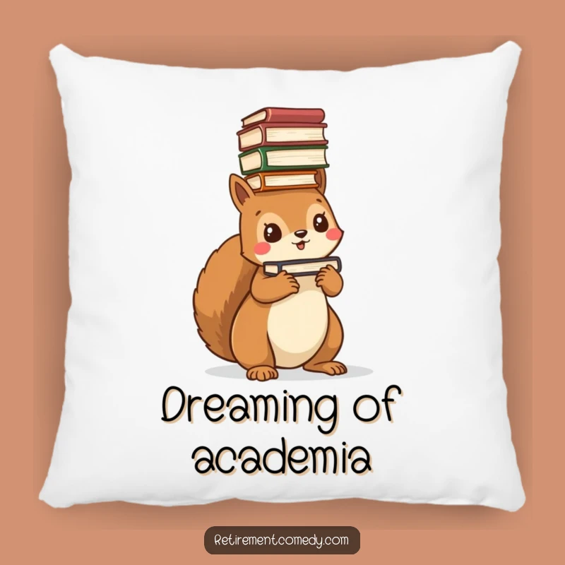 Funny Kawaii Squirrel Book Balance Pillow - Cozy Humor Accent for Book Lovers