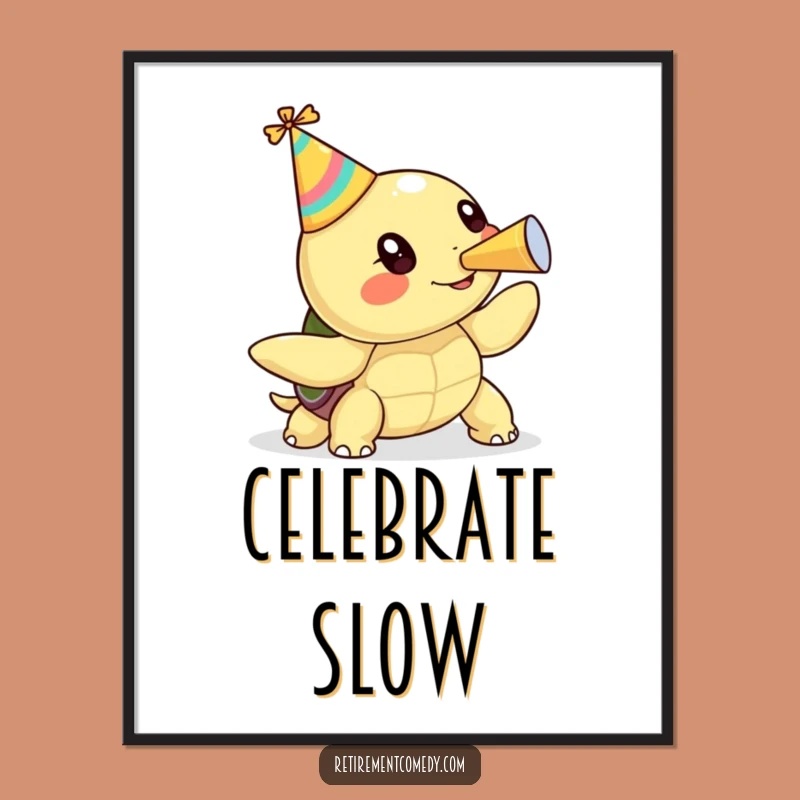 Funny Kawaii Turtle Digital Art Print: Cheerful Wall Decor Gift