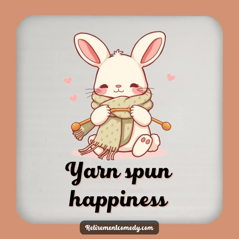 Funny Kawaii Rabbit Knitting Coaster - Protect Surfaces with Cozy Craft Humor