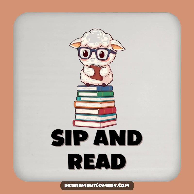 Funny Sheep Book Coaster: Protect Surfaces with Scholarly Charm