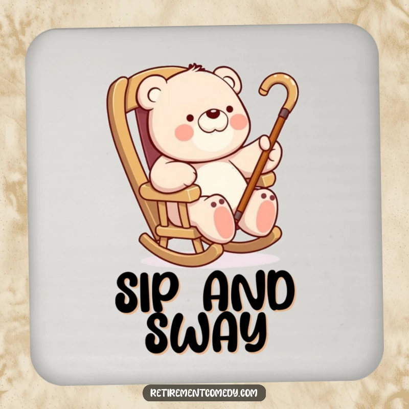 Funny Bear Rocking Chair Coasters: A set of coasters featuring a lazy bear in a rocking chair, offering protection and a funny gift.
