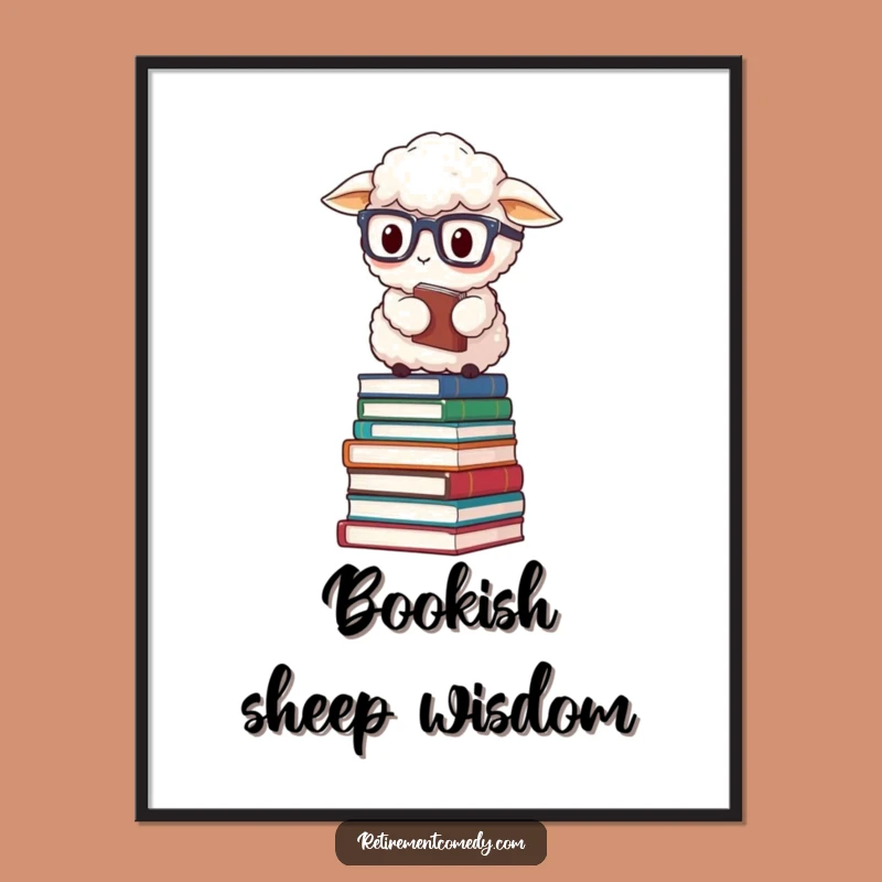 Funny Sheep Book Poster: Whimsical Art for Book Lovers