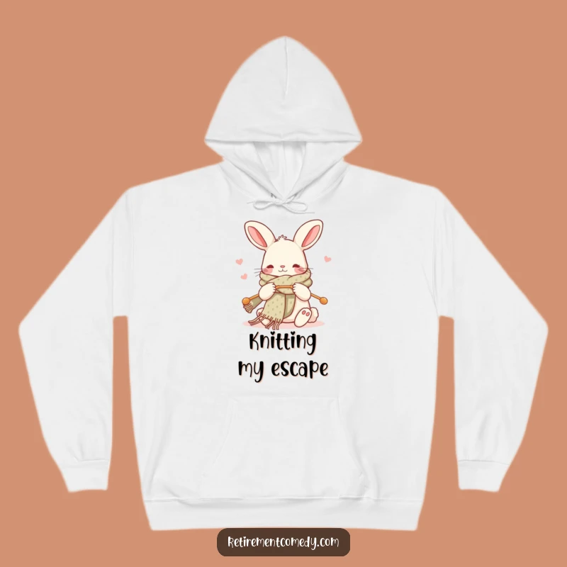Cozy Funny Kawaii Rabbit Knitting Hoodie - Warm Yarn Lover's Humor Sweatshirt