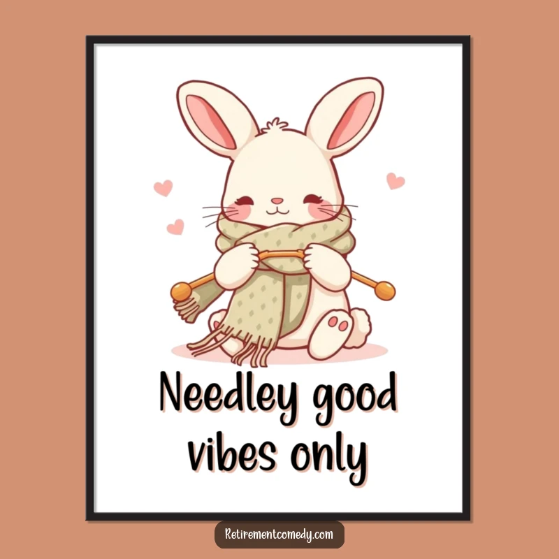 Cozy Free Printable Wall Art: Knitting Rabbit - Whimsical Downloadable Decor!