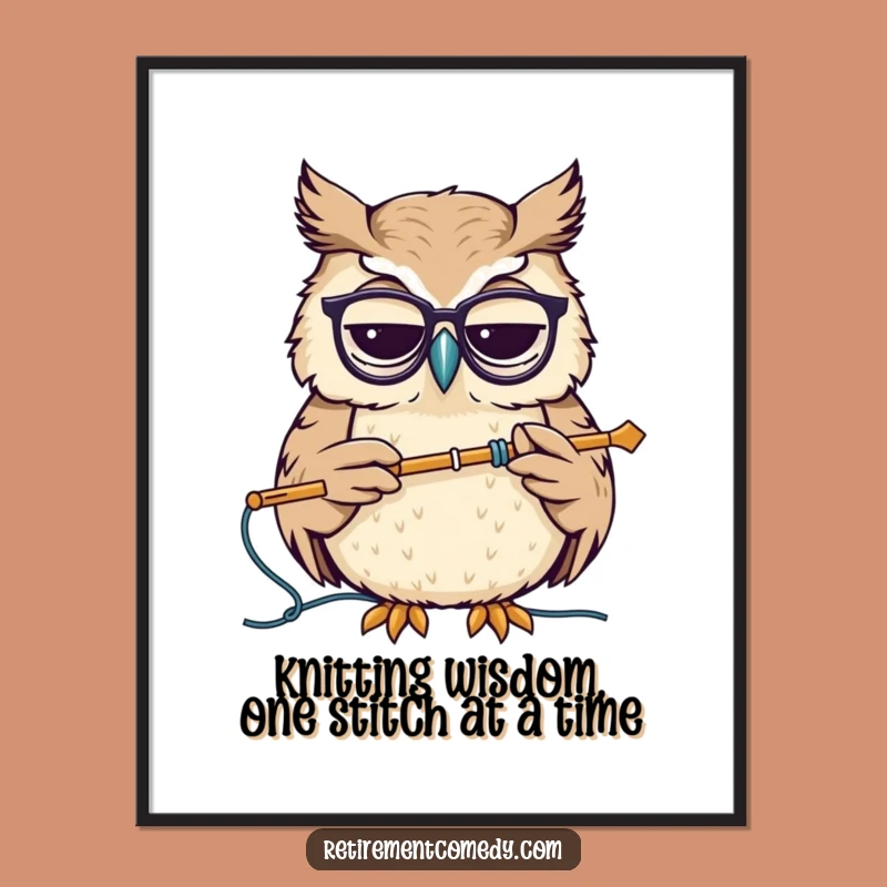 Free Printable Wall Art: Wise Owl Knitting Funny Downloadable Art