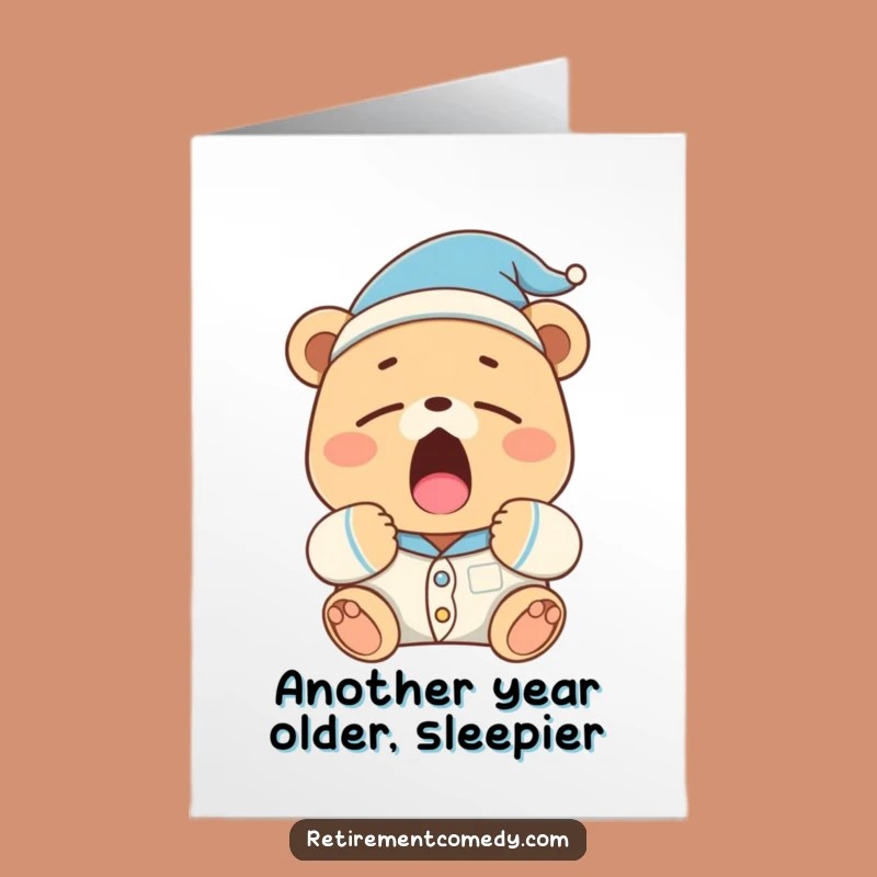 Free Printable Birthday Card: Sleepy Bear Yawning, Funny Birthday Gift, Downloadable & Print at Home