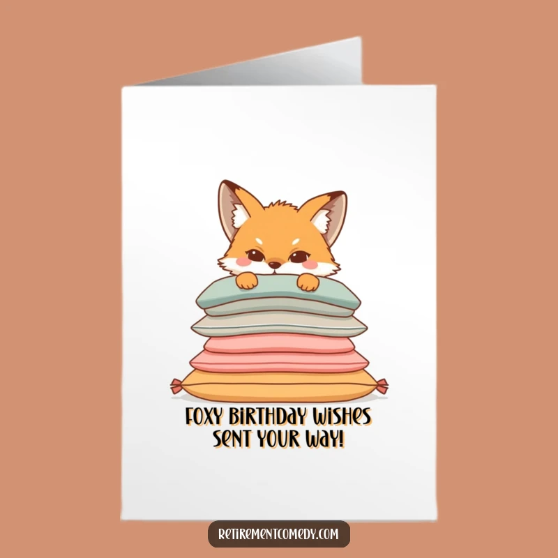 Free Printable Birthday Card: Sly Fox Cushion Hideout Funny Downloadable Gift