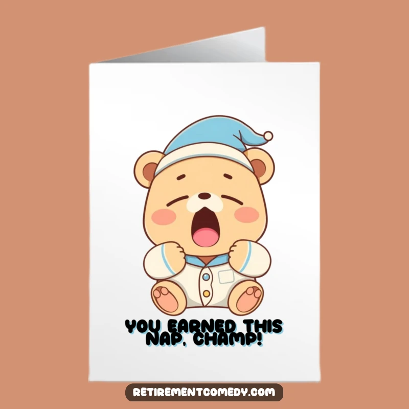 Free Printable Congrats Card: Sleepy Bear Yawning, Funny Congratulations Gift, Downloadable & Print at Home
