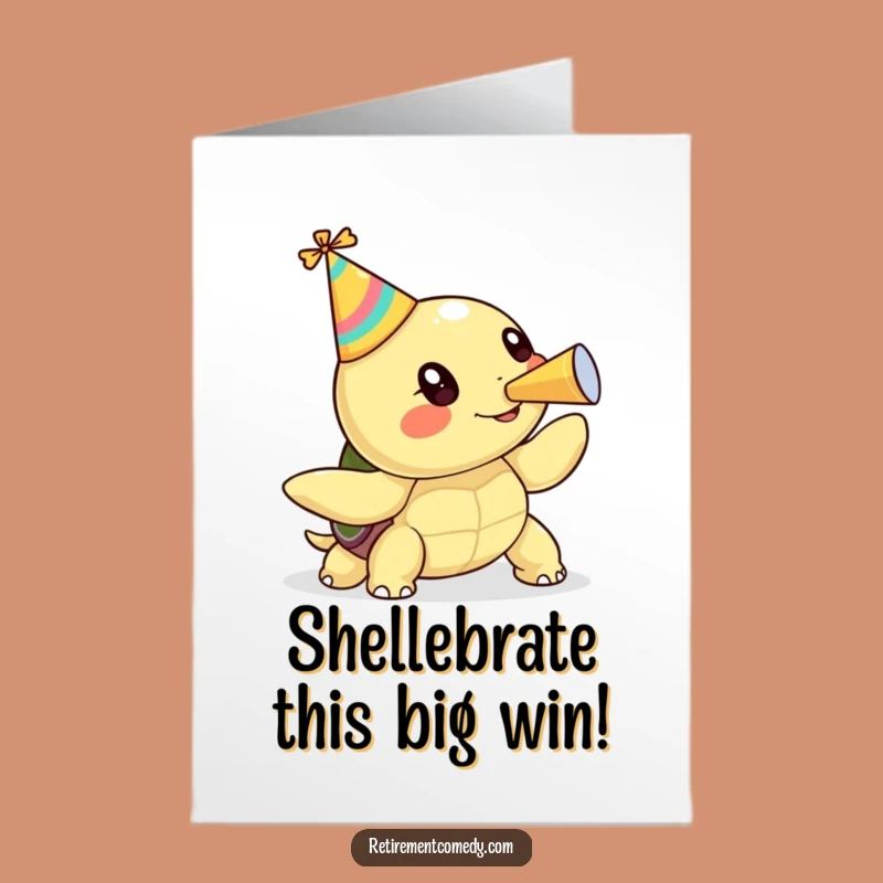 Free Printable Congrats Card: Turtle Party Horn Celebration Downloadable