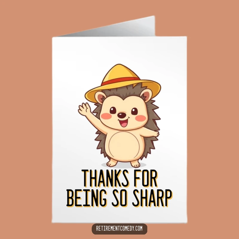 Free Printable Thank You Card: Cheerful Hedgehog Waving, Funny Gratitude Gift, Downloadable & Print at Home