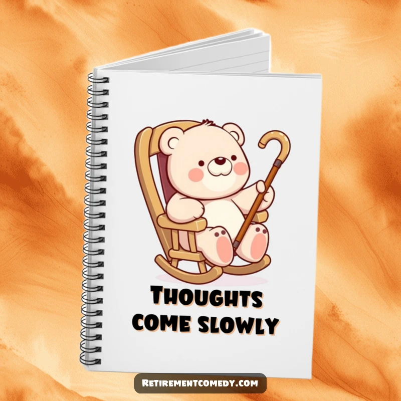 Funny Bear Rocking Chair Notebook: A journal showcasing a bear relaxing in a rocking chair, humorously waving a cane, perfect for notes, a funny gift.