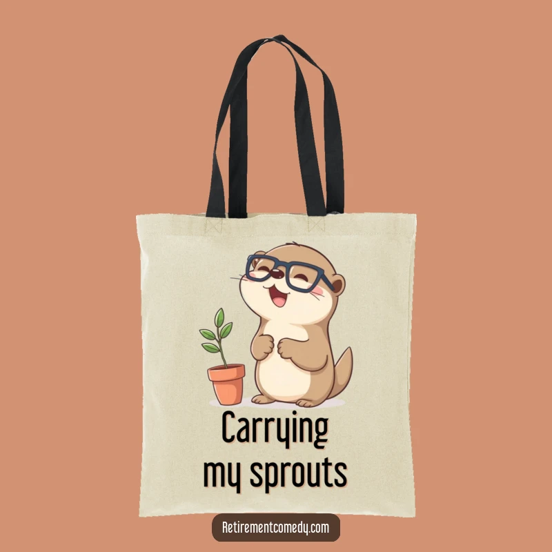 Funny Kawaii Otter Tote Bag: Adorable Plant Lover Gift